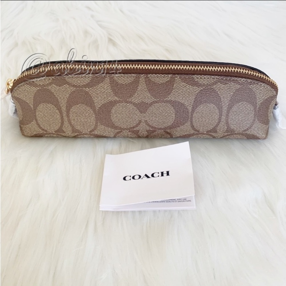 NWT Coach Signature Canvas Leather Pencil Cosmetic Organizational Case - Picture 3 of 4